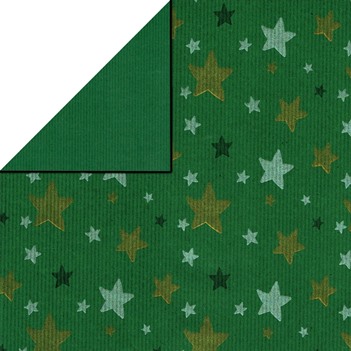 Kerst cadeaupapier groen met gouden en zilveren achterzijde uni donker groen op gestreept receycled kraft papier - actie laag geprijsd!
 