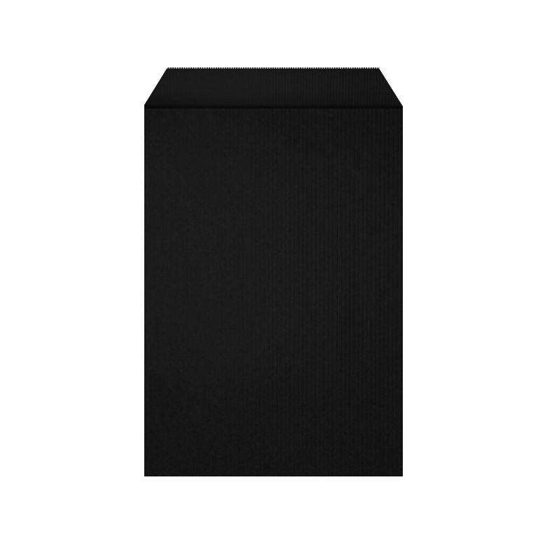 Smart buy: geschenkzakjes met klepje, buiten- en binnenkant uni zwart op sterk geribbeld mat papier.
 