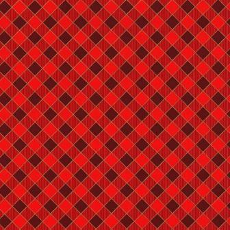 Toonbankrollen inpakpapier rode diagonale vierkanten met gouden randen op sterk wit papier.
 